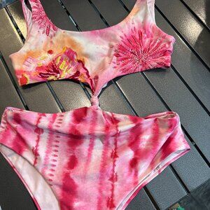 Beach Bunny Pink Tie Dye Cut Out Bikini Crystal Embellished Set